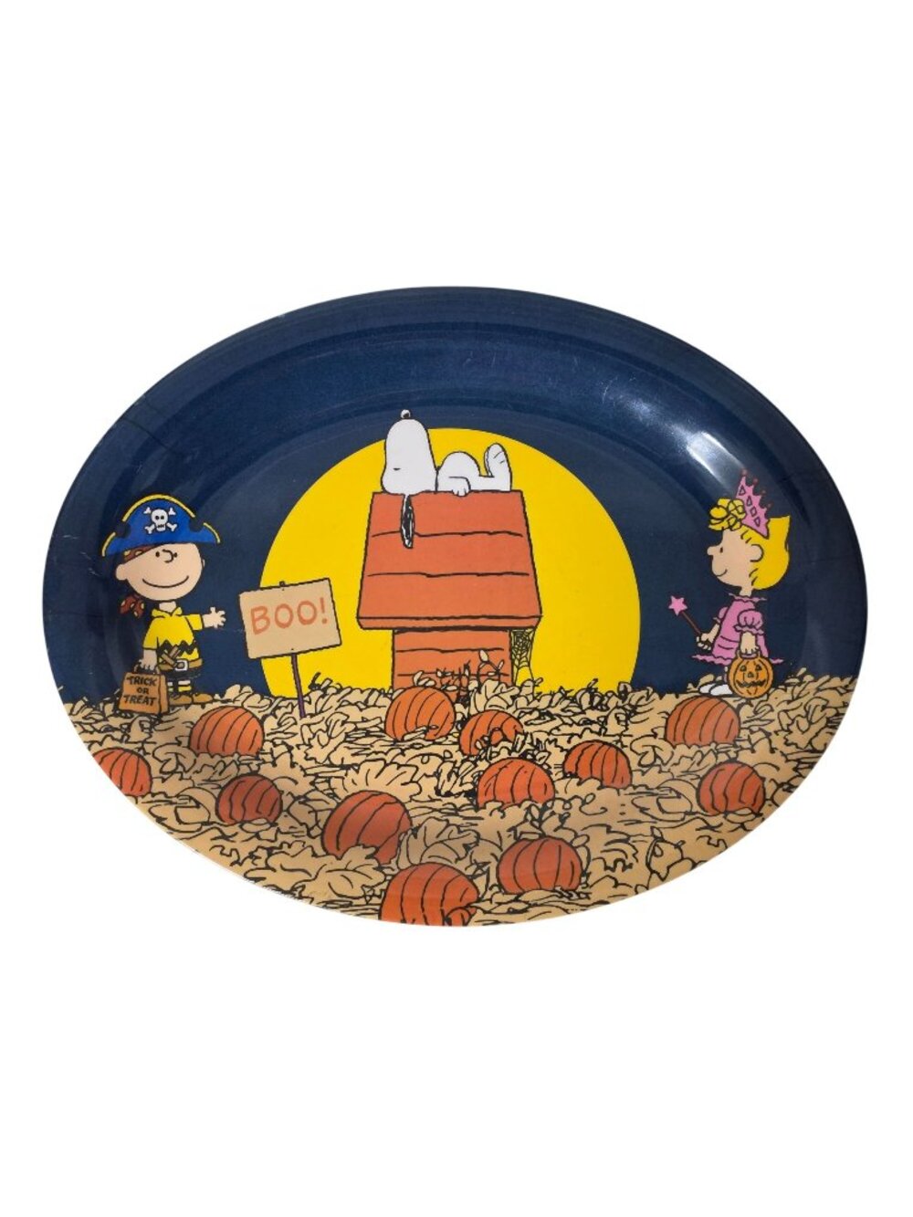 Peanuts Snoopy Halloween 13.5” Oval Melamine Serving Platter Charlie Brown